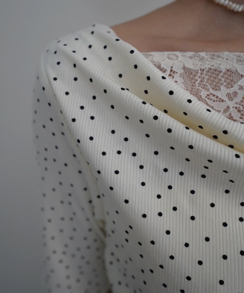 Rashik(ラシク)の「【Rashik】レースドッキングドットTシャツ 半袖 カットソー Tシャツ ポルカドット(Tシャツ/カットソー・レディース・ブラック/アイボリー・FREE)」の22枚目の写真