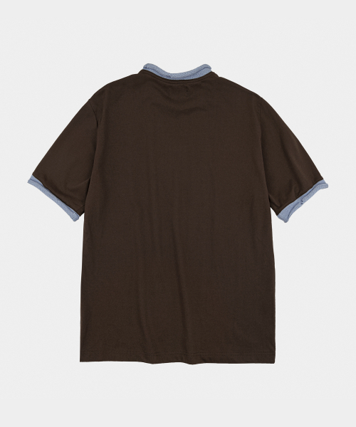 LETTERCOMO(レテルコモ)の「マリナー クルーネック リンガー 半袖Tシャツ ブラウン(Tシャツ/カットソー・メンズ・ブラウン・MEDIUM/LARGE)」の3枚目の写真
