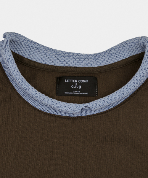 LETTERCOMO(レテルコモ)の「マリナー クルーネック リンガー 半袖Tシャツ ブラウン(Tシャツ/カットソー・メンズ・ブラウン・MEDIUM/LARGE)」の4枚目の写真