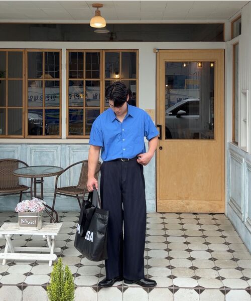 HYOJI（ヒョージ）の「26 SS セミクロップバイオウォッシュド[半袖]シャツ（4カラー）（シャツ/ブラウス・メンズ・ホワイト/スカイブルー/ネイビー/ブルー・L/XL/S/M）」の7枚目の写真