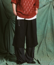 《UNISEX》Tweed Layered Prime-Wide Shirring Detail Pants/ツイードレイヤードプライムワイドシャーリングディティールパンツ【MAISON SPECIAL/メゾンスペシャル】