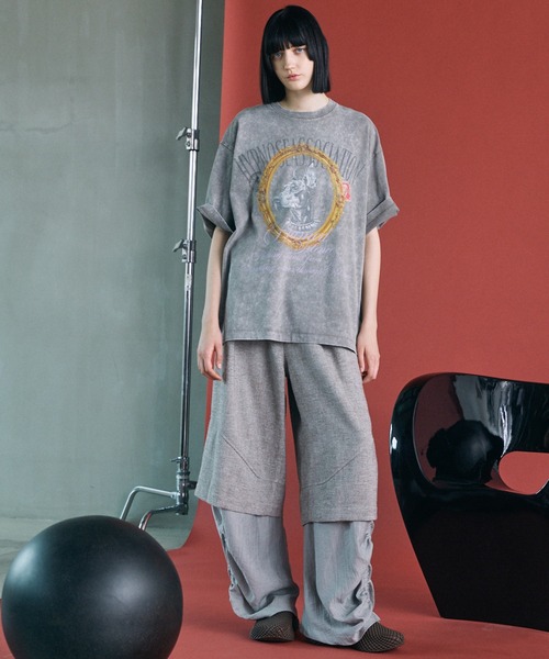 MAISON SPECIAL(メゾンスペシャル)の「《UNISEX》Tweed Layered Prime-Wide Shirring Detail Pants/ツイードレイヤードプライムワイドシャーリングディティールパンツ【MAISON SPECIAL/メゾンスペシャル】(その他パンツ・メンズ・ブラック/ライトグレー・2/1/0)」の3枚目の写真