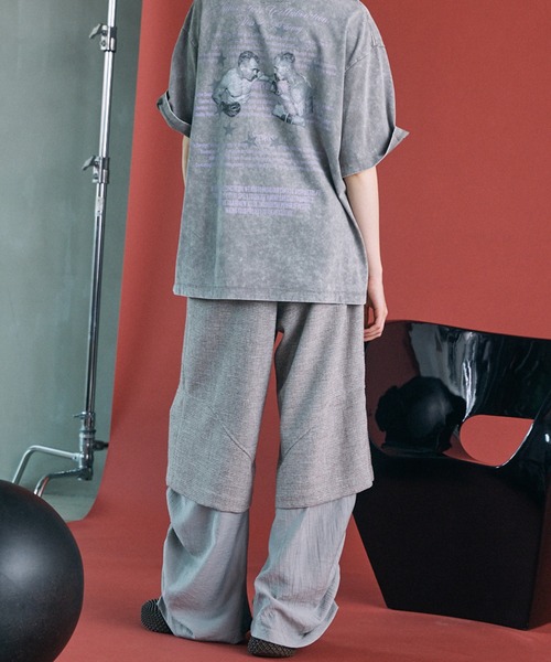 MAISON SPECIAL(メゾンスペシャル)の「《UNISEX》Tweed Layered Prime-Wide Shirring Detail Pants/ツイードレイヤードプライムワイドシャーリングディティールパンツ【MAISON SPECIAL/メゾンスペシャル】(その他パンツ・メンズ・ブラック/ライトグレー・2/1/0)」の13枚目の写真
