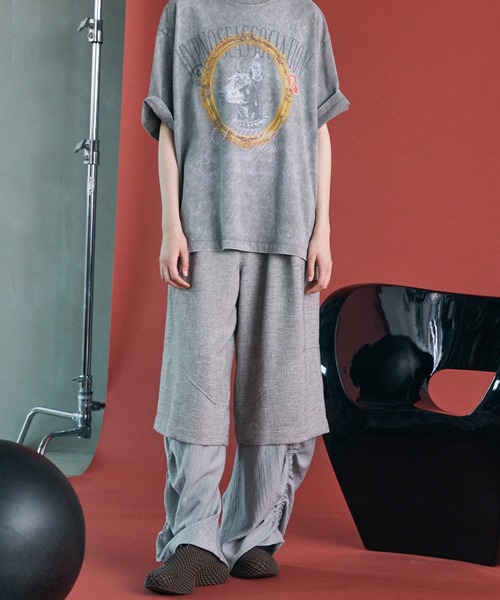 MAISON SPECIAL(メゾンスペシャル)の「《UNISEX》Tweed Layered Prime-Wide Shirring Detail Pants/ツイードレイヤードプライムワイドシャーリングディティールパンツ【MAISON SPECIAL/メゾンスペシャル】(その他パンツ・メンズ・ブラック/ライトグレー・2/1/0)」の20枚目の写真