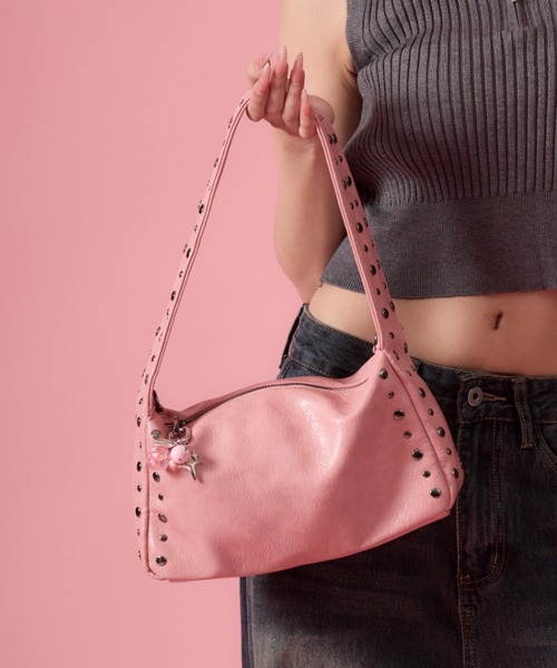 mindseeker girls(マインドシーカーガールズ)の「Studded Mini Bag / スタッズ付きミニバッグ 2WAY(ショルダーバッグ・レディース・ホワイト/ピンク/ブラック・FREE)」の3枚目の写真
