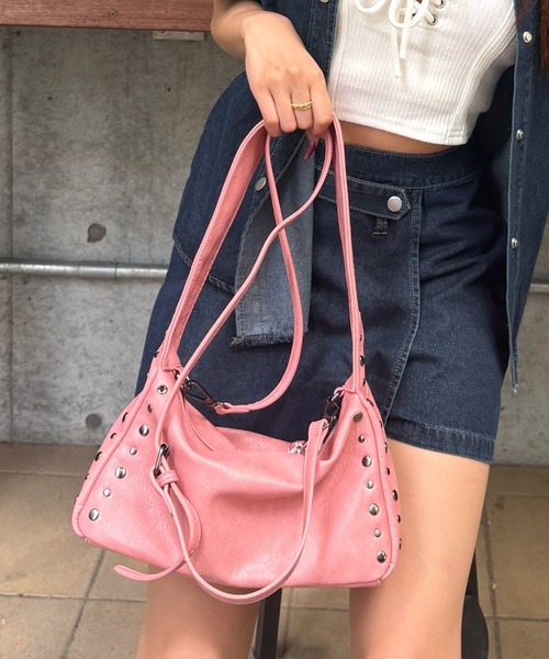 mindseeker girls(マインドシーカーガールズ)の「Studded Mini Bag / スタッズ付きミニバッグ 2WAY(ショルダーバッグ・レディース・ホワイト/ピンク/ブラック・FREE)」の12枚目の写真
