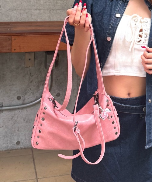 mindseeker girls(マインドシーカーガールズ)の「Studded Mini Bag / スタッズ付きミニバッグ 2WAY(ショルダーバッグ・レディース・ホワイト/ピンク/ブラック・FREE)」の13枚目の写真