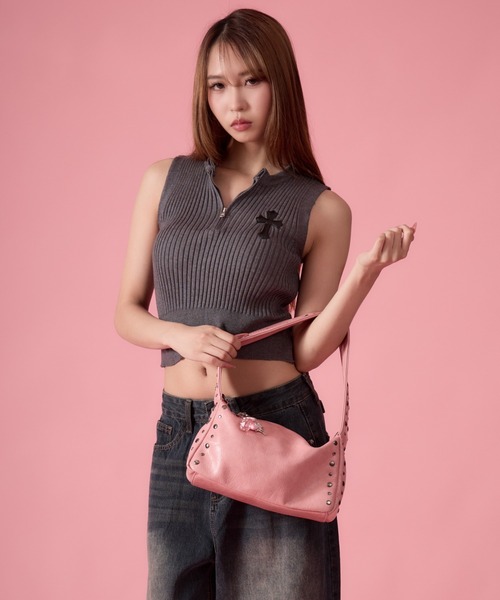 mindseeker girls(マインドシーカーガールズ)の「Studded Mini Bag / スタッズ付きミニバッグ 2WAY(ショルダーバッグ・レディース・ホワイト/ピンク/ブラック・FREE)」の11枚目の写真