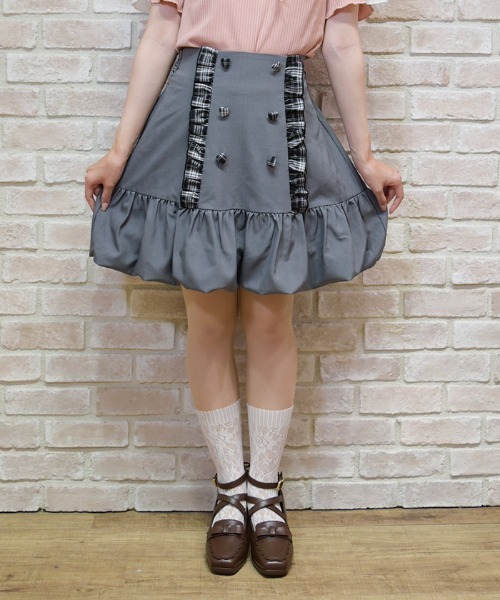 axes femme POETIQUE(アクシーズファムポエティック)の「ハイウエストバルーンミニSK(スカート・レディース・グレー/ピンク/ブラック・MEDIUM)」の1枚目の写真