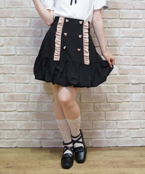 axes femme POETIQUE(アクシーズファムポエティック)の「ハイウエストバルーンミニSK(スカート・レディース・グレー/ピンク/ブラック・MEDIUM)」の2枚目の写真