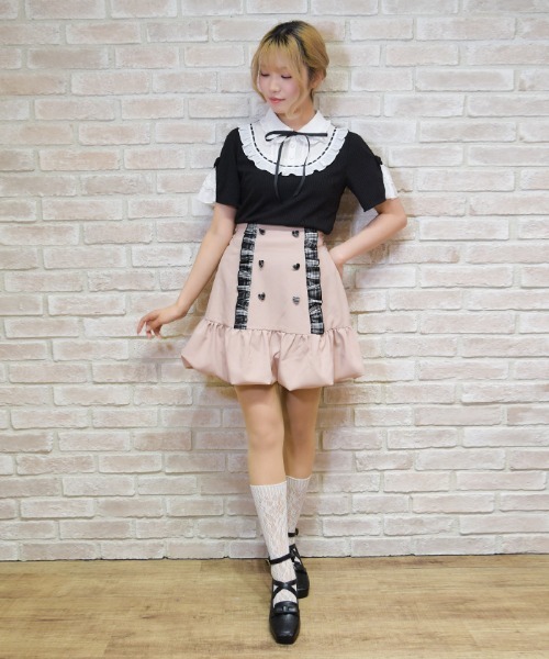 axes femme POETIQUE(アクシーズファムポエティック)の「ハイウエストバルーンミニSK(スカート・レディース・グレー/ピンク/ブラック・MEDIUM)」の15枚目の写真