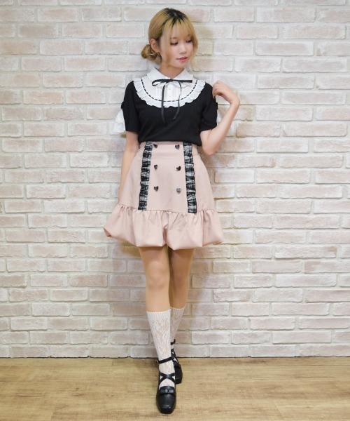 axes femme POETIQUE(アクシーズファムポエティック)の「ハイウエストバルーンミニSK(スカート・レディース・グレー/ピンク/ブラック・MEDIUM)」の16枚目の写真