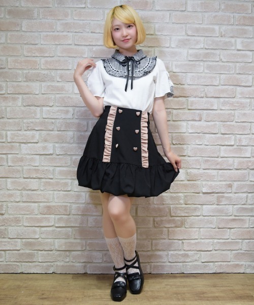 axes femme POETIQUE(アクシーズファムポエティック)の「ハイウエストバルーンミニSK(スカート・レディース・グレー/ピンク/ブラック・MEDIUM)」の17枚目の写真