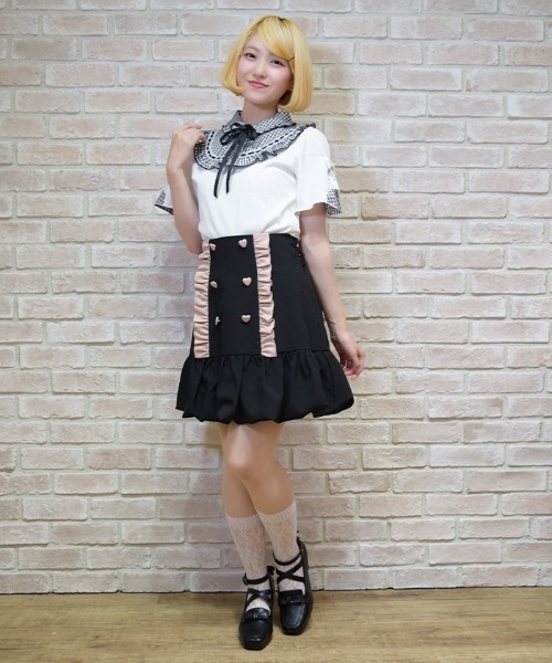 axes femme POETIQUE(アクシーズファムポエティック)の「ハイウエストバルーンミニSK(スカート・レディース・グレー/ピンク/ブラック・MEDIUM)」の18枚目の写真