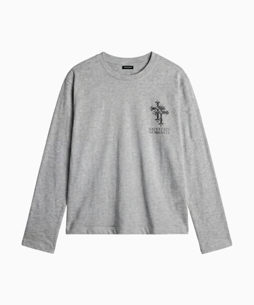 SAINTPAIN(セイントペイン)の「SP ダブルクロスヘビーウェイトクロップロングスリーブメランジグレー(Tシャツ/カットソー・レディース・その他・MEDIUM/LARGE)」の1枚目の写真