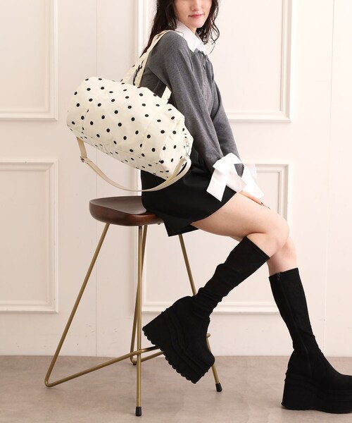 Ober Tashe（オーバータッシェ）の「【EC限定】ドット2WAYボストンバッグ（ボストンバッグ・レディース・ブラック/ベージュ/アイボリー・FREE）」の6枚目の写真