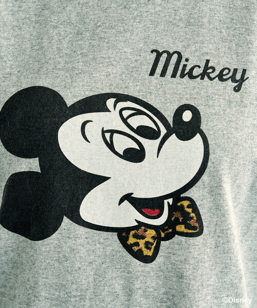 FREAK'S STORE(フリークスストア)の「GOOD ROCK SPEED × FREAK'S STORE/グッドスピード 【MICKEY MOUSE】 Leopard logo ringer Tシャツ/ミッキーマウス/ 別注レオパード柄 ロゴリンガーTシャツ(Tシャツ/カットソー・レディース・オフホワイト/ライトグレー・フリ-)」の16枚目の写真
