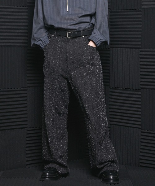 MAISON SPECIAL(メゾンスペシャル)の「《UNISEX》Snowflake Neps Prime-Wide Denim/スノーネッププライムワイドデニム【MAISON SPECIAL/メゾンスペシャル】(デニムパンツ・メンズ・ブラック・2/1/0)」の1枚目の写真
