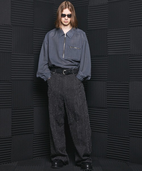 MAISON SPECIAL(メゾンスペシャル)の「《UNISEX》Snowflake Neps Prime-Wide Denim/スノーネッププライムワイドデニム【MAISON SPECIAL/メゾンスペシャル】(デニムパンツ・メンズ・ブラック・2/1/0)」の2枚目の写真