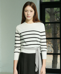 Cotton Round Stripe Knit (Ivory)