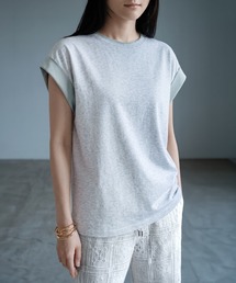 【BLK001】スリーブコントラストコットンTシャツ