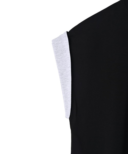 STYLE DELI（スタイルデリ）の「【BLK001】スリーブコントラストコットンTシャツ（Tシャツ/カットソー・レディース・ブラック/グレー・FREE）」の15枚目の写真