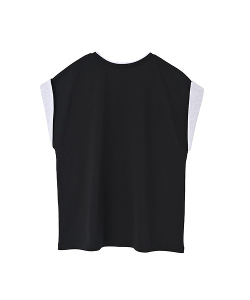 STYLE DELI（スタイルデリ）の「【BLK001】スリーブコントラストコットンTシャツ（Tシャツ/カットソー・レディース・ブラック/グレー・FREE）」の17枚目の写真