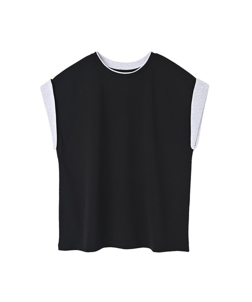 STYLE DELI（スタイルデリ）の「【BLK001】スリーブコントラストコットンTシャツ（Tシャツ/カットソー・レディース・ブラック/グレー・FREE）」の20枚目の写真
