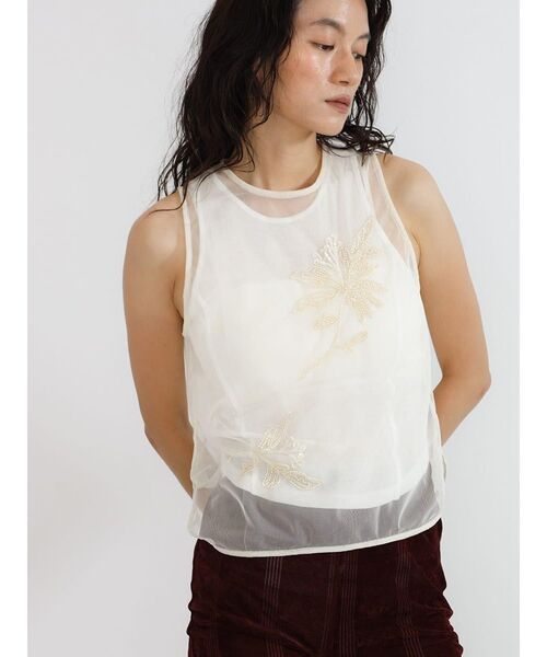 FIKA.(フィーカ)の「Sheer embroidered tulle top(シャツ/ブラウス・レディース・ブラック/ホワイト系・MEDIUM)」の22枚目の写真