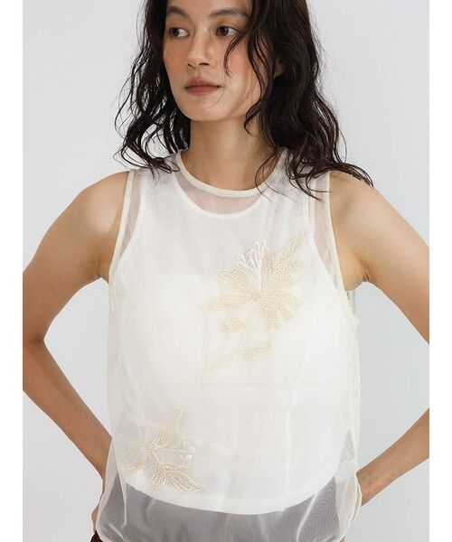 FIKA.(フィーカ)の「Sheer embroidered tulle top(シャツ/ブラウス・レディース・ブラック/ホワイト系・MEDIUM)」の13枚目の写真