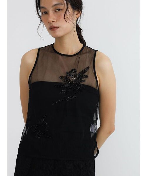 FIKA.(フィーカ)の「Sheer embroidered tulle top(シャツ/ブラウス・レディース・ブラック/ホワイト系・MEDIUM)」の8枚目の写真