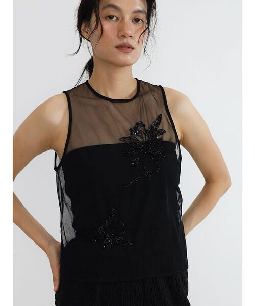 FIKA.(フィーカ)の「Sheer embroidered tulle top(シャツ/ブラウス・レディース・ブラック/ホワイト系・MEDIUM)」の9枚目の写真
