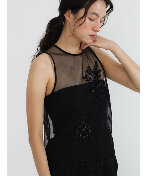 FIKA.(フィーカ)の「Sheer embroidered tulle top(シャツ/ブラウス・レディース・ブラック/ホワイト系・MEDIUM)」の10枚目の写真