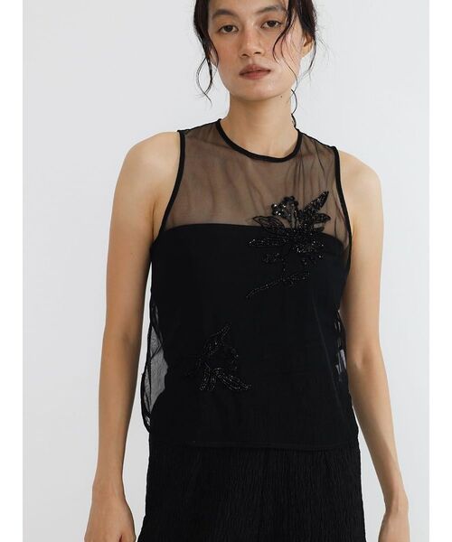 FIKA.(フィーカ)の「Sheer embroidered tulle top(シャツ/ブラウス・レディース・ブラック/ホワイト系・MEDIUM)」の12枚目の写真