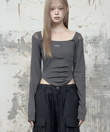 Bust Line Pintuck Detail Long Sleeve (Dark Gray)