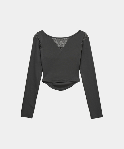ETRE AU SOMMET(エトレオソメ)の「Bust Line Pintuck Detail Long Sleeve (Dark Gray)(Tシャツ/カットソー・レディース・ダークグレー・FREE)」の3枚目の写真