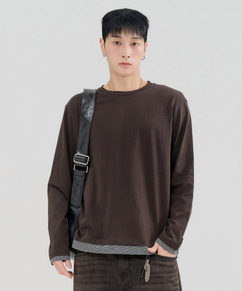 CHASECULT(チェイスカルト)の「メンズ レイヤード長袖Tシャツ-FERK5111B08(Tシャツ/カットソー・メンズ・ブラウン・100/105/95)」の3枚目の写真