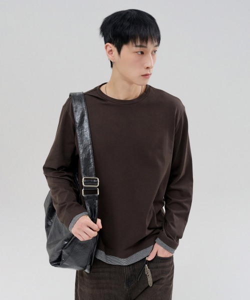 CHASECULT(チェイスカルト)の「メンズ レイヤード長袖Tシャツ-FERK5111B08(Tシャツ/カットソー・メンズ・ブラウン・100/105/95)」の5枚目の写真