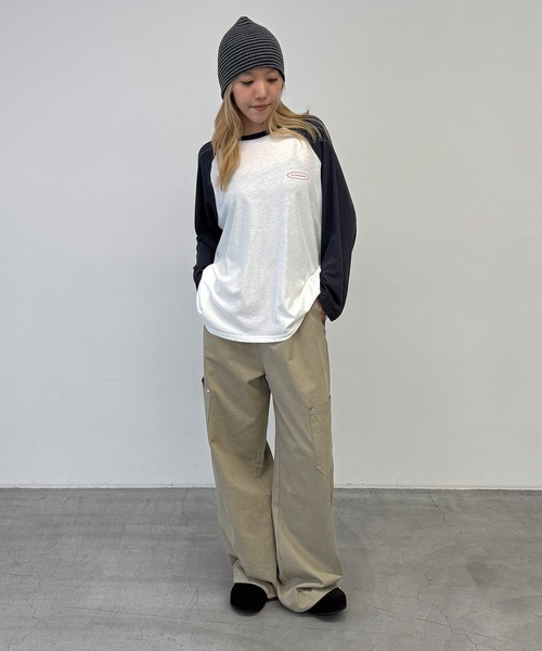 CANAL JEAN(キャナルジーン)の「Lakey Park 胸ロゴ配色ラグランロンT(Tシャツ/カットソー・レディース・ネイビー/パープル・ONE SIZE)」の6枚目の写真