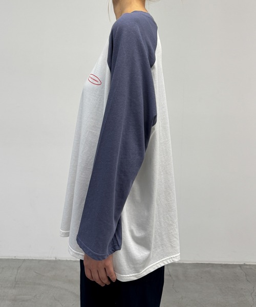 CANAL JEAN(キャナルジーン)の「Lakey Park 胸ロゴ配色ラグランロンT(Tシャツ/カットソー・レディース・ネイビー/パープル・ONE SIZE)」の12枚目の写真