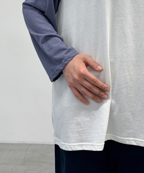 CANAL JEAN(キャナルジーン)の「Lakey Park 胸ロゴ配色ラグランロンT(Tシャツ/カットソー・レディース・ネイビー/パープル・ONE SIZE)」の15枚目の写真