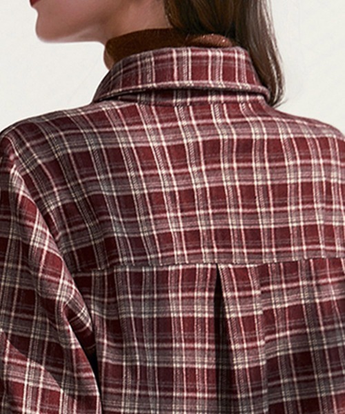 ONEP STAR(ワンピスター)の「チェック柄ベーシック長袖シャツ(シャツ/ブラウス・レディース・ワインレッド・MEDIUM/X-LARGE/LARGE)」の11枚目の写真