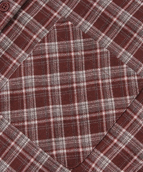 ONEP STAR(ワンピスター)の「チェック柄ベーシック長袖シャツ(シャツ/ブラウス・レディース・ワインレッド・MEDIUM/X-LARGE/LARGE)」の13枚目の写真