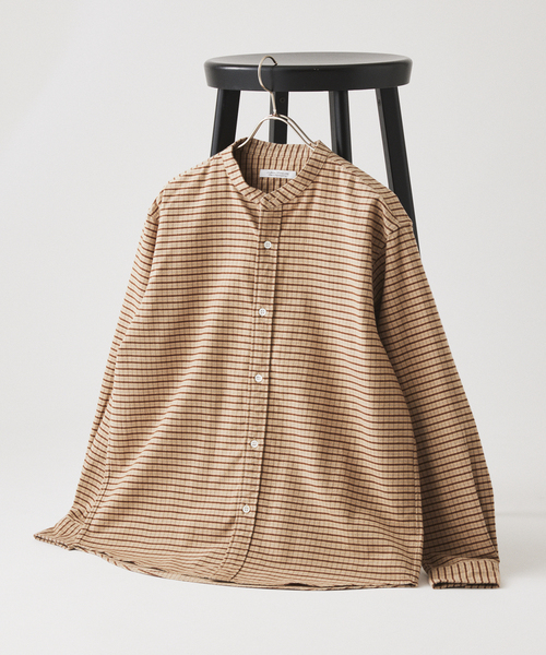 JOURNAL STANDARD(ジャーナルスタンダード)の「パターン チェック フランネル バンド シャツ(シャツ/ブラウス・メンズ・ブラック/ベージュ/ネイビー/アイボリー・SMALL/MEDIUM/LARGE)」の4枚目の写真