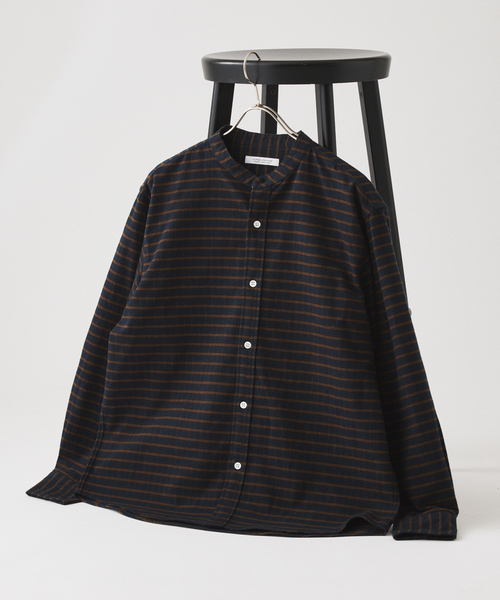 JOURNAL STANDARD(ジャーナルスタンダード)の「パターン チェック フランネル バンド シャツ(シャツ/ブラウス・メンズ・ブラック/ベージュ/ネイビー/アイボリー・SMALL/MEDIUM/LARGE)」の1枚目の写真