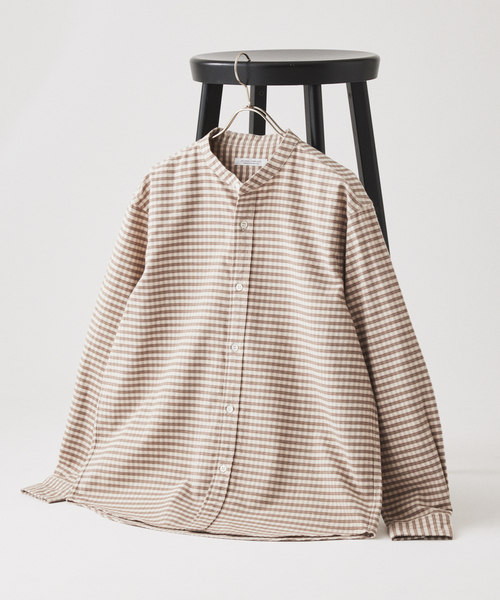 JOURNAL STANDARD(ジャーナルスタンダード)の「パターン チェック フランネル バンド シャツ(シャツ/ブラウス・メンズ・ブラック/ベージュ/ネイビー/アイボリー・SMALL/MEDIUM/LARGE)」の2枚目の写真