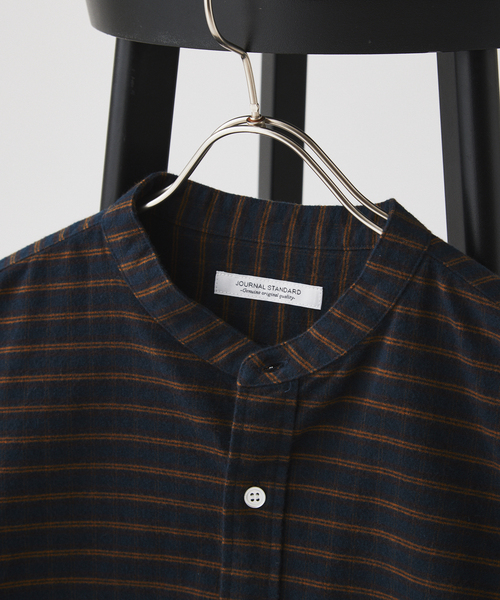 JOURNAL STANDARD(ジャーナルスタンダード)の「パターン チェック フランネル バンド シャツ(シャツ/ブラウス・メンズ・ブラック/ベージュ/ネイビー/アイボリー・SMALL/MEDIUM/LARGE)」の7枚目の写真