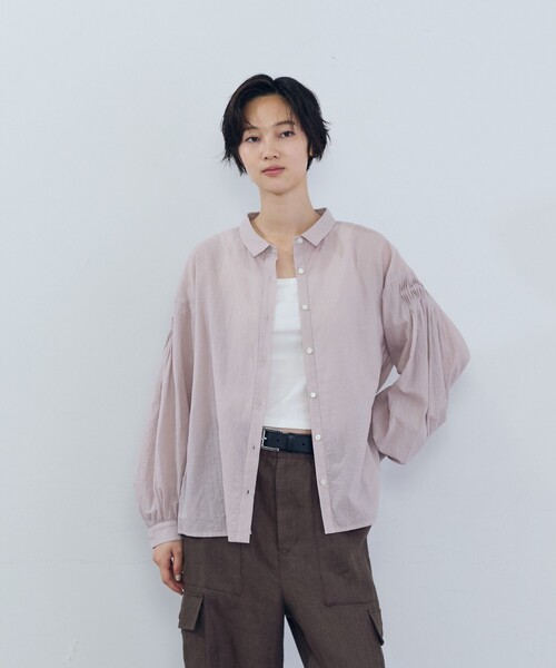 ADIEU TRISTESSE(アデュートリステス)の「コットンスモールカラーシャツ(シャツ/ブラウス・レディース・ブルーグレー/オフホワイト/ピンク・38)」の3枚目の写真