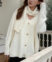 KNIT CARDIGAN with MUFFLER(ニットカーディガン マフラー付き)