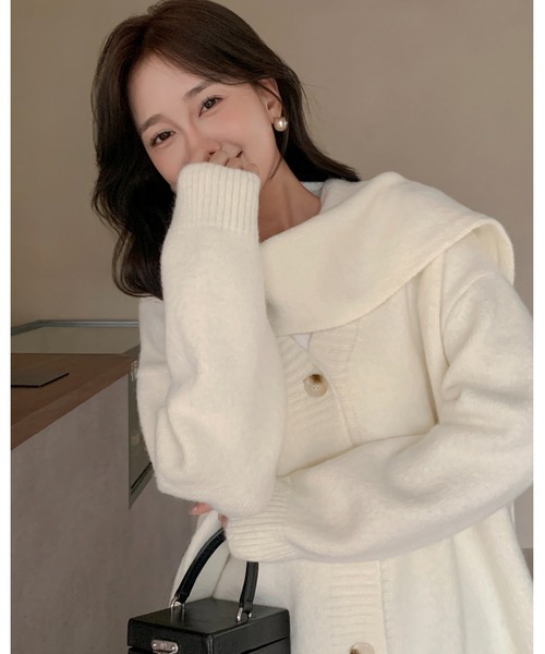BIRTHDAY BASH(バースデイバッシュ)の「KNIT CARDIGAN with MUFFLER(ニットカーディガン マフラー付き)(カーディガン/ボレロ・レディース・ホワイト・FREE)」の20枚目の写真